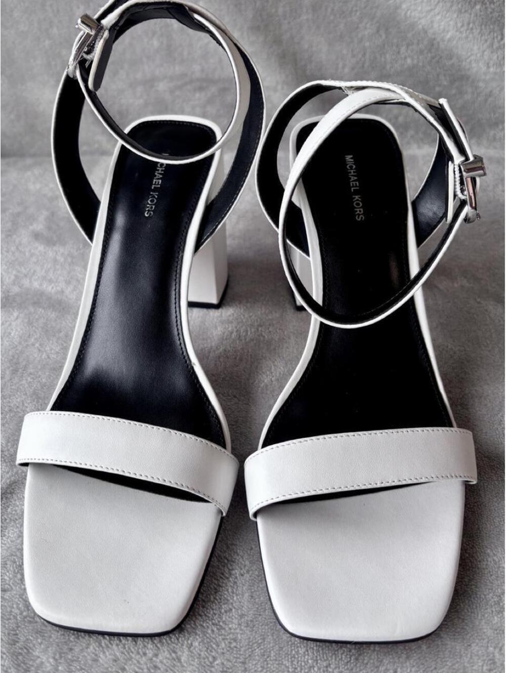 Michael Kors Merriam White Block Heel Sandals Strappy 9.5M NWOT. No Box.